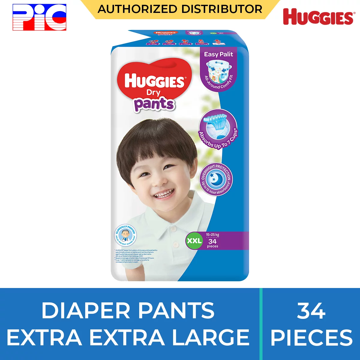 Huggies Dry Diaper Pants - Extra Extra Large 34pcs Huggies Dry Diaper Pants - Extra Extra Large 34pcs