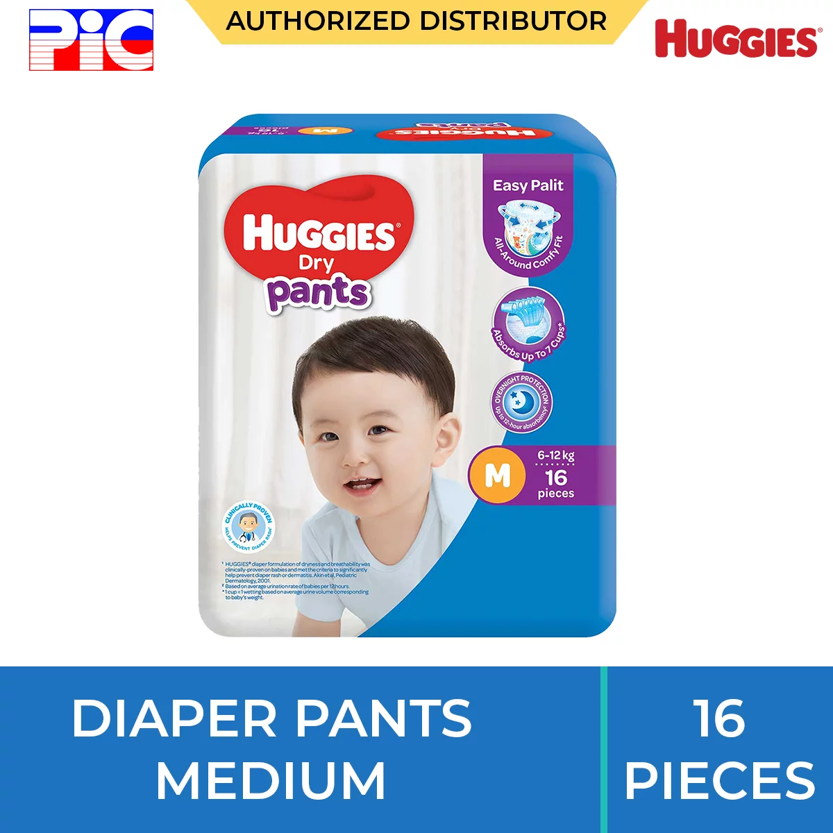 Huggies Dry Diaper Pants - Medium 16pcs Huggies Dry Diaper Pants - Medium 16pcs