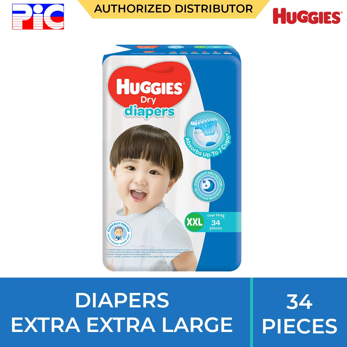 Huggies Dry Diapers - Extra Extra Large 34pcs