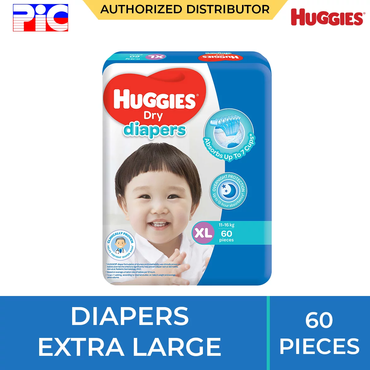 Huggies Dry Diapers - Extra Large 60pcs