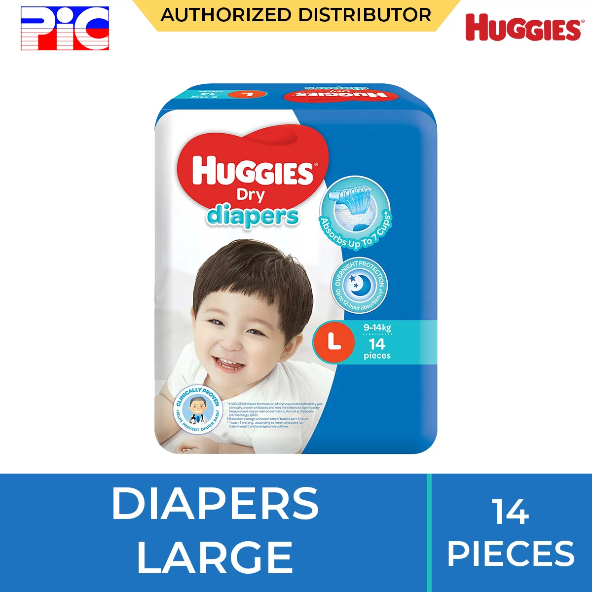 Huggies Dry Diapers - Large 14pcs