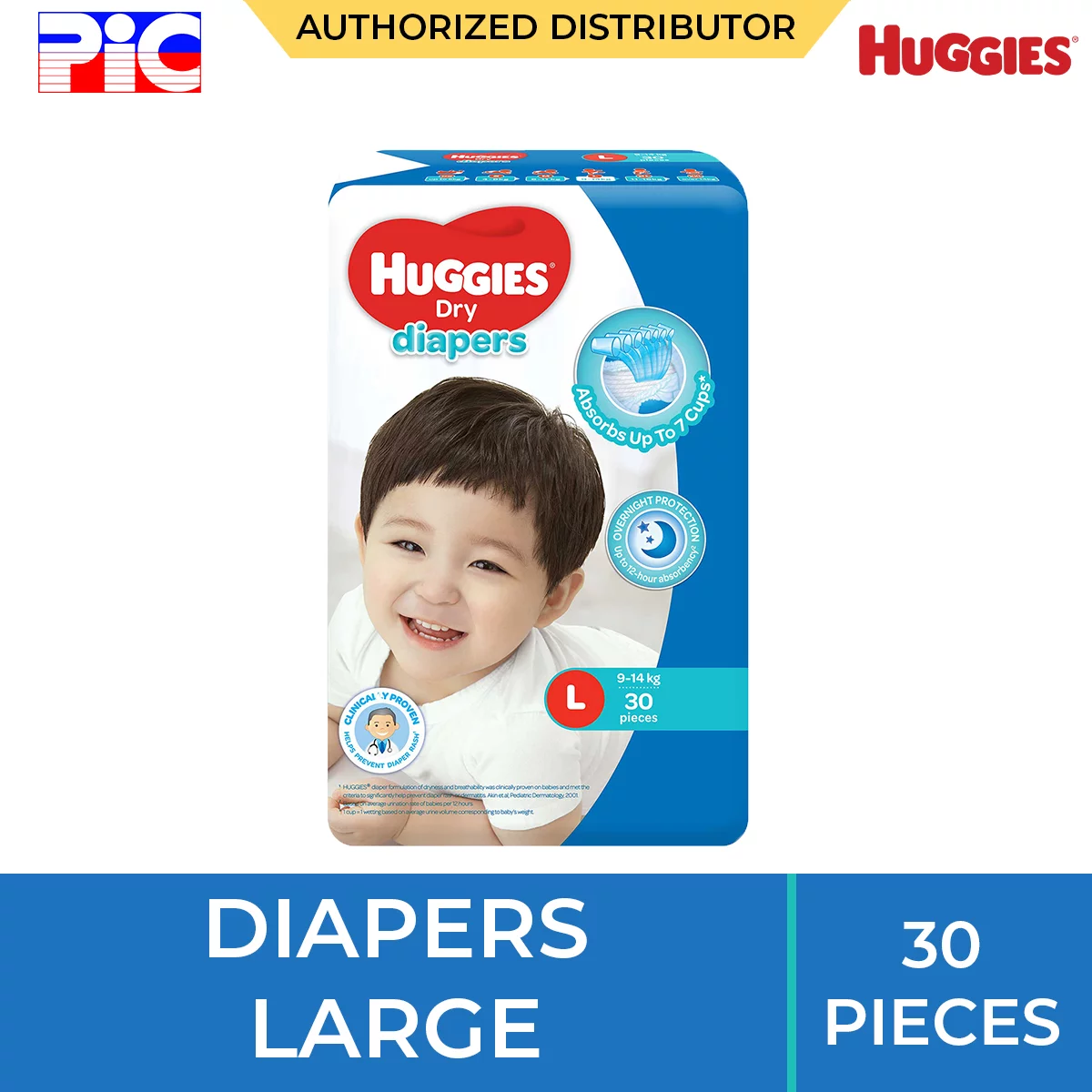 Huggies Dry Diapers - Large 30pcs