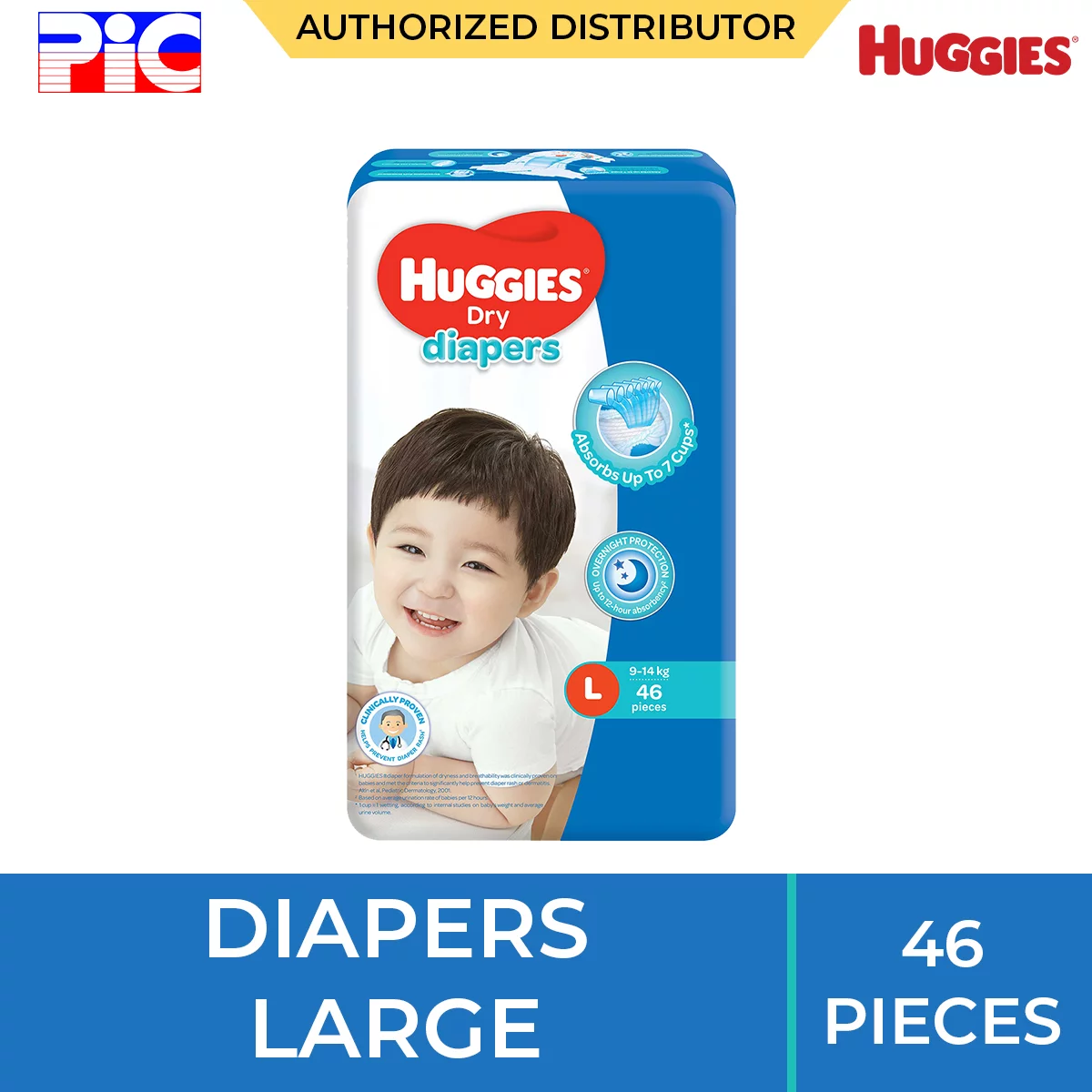Huggies Dry Diapers - Large 46pcs