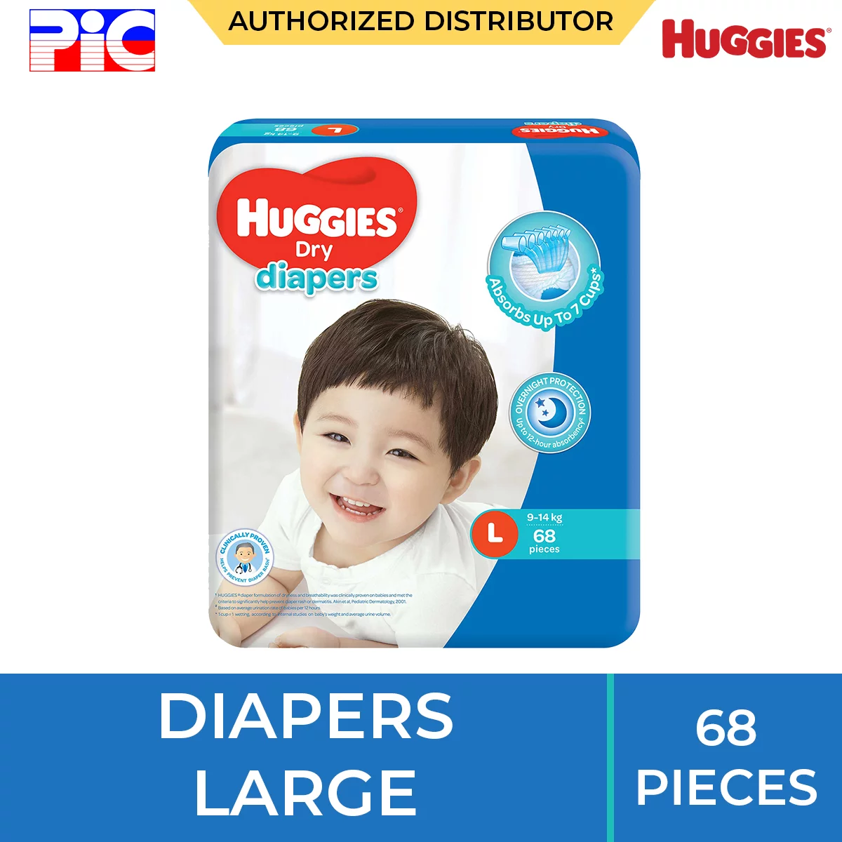 Huggies Dry Diapers - Large 68pcs