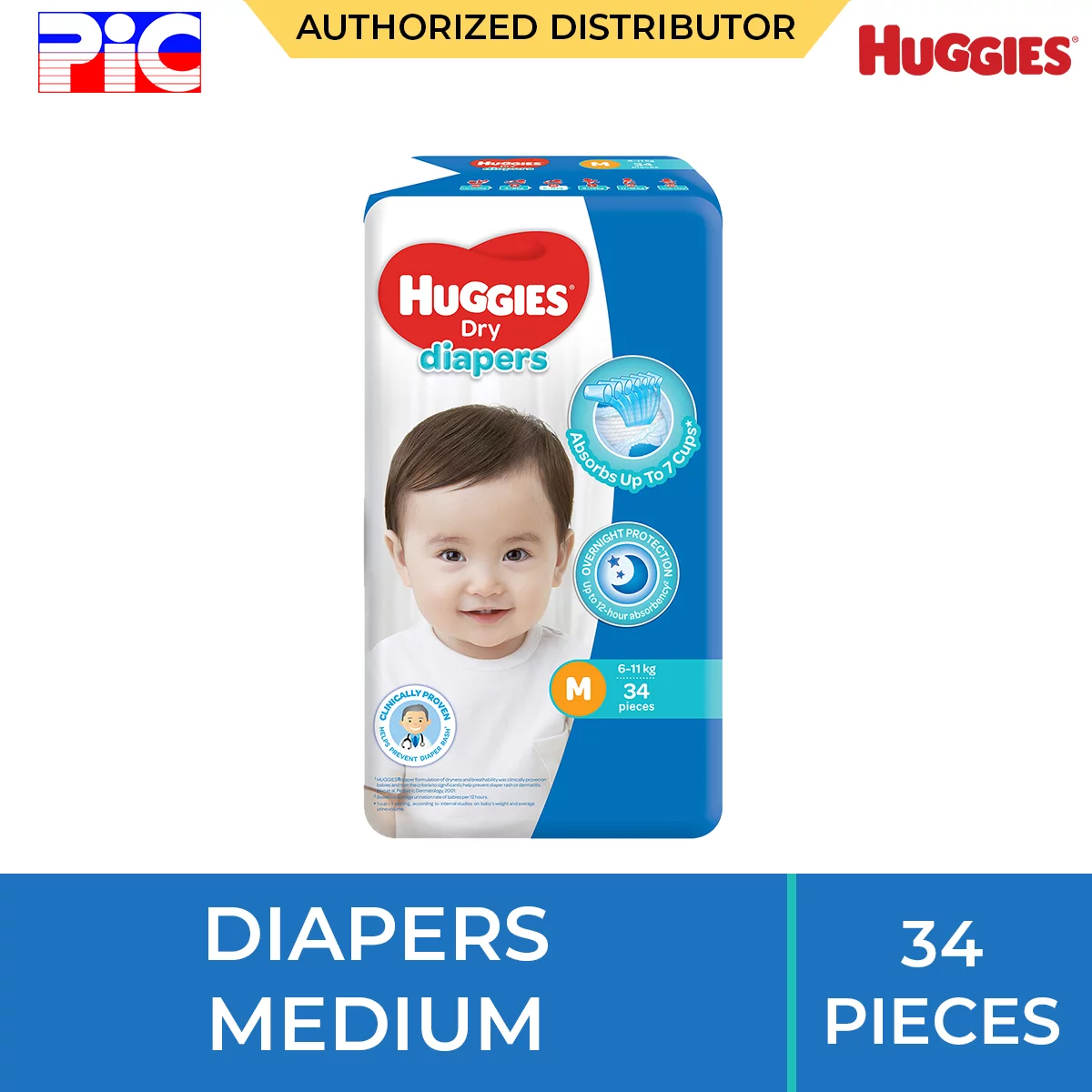 Huggies Dry Diapers - Medium 34pcs