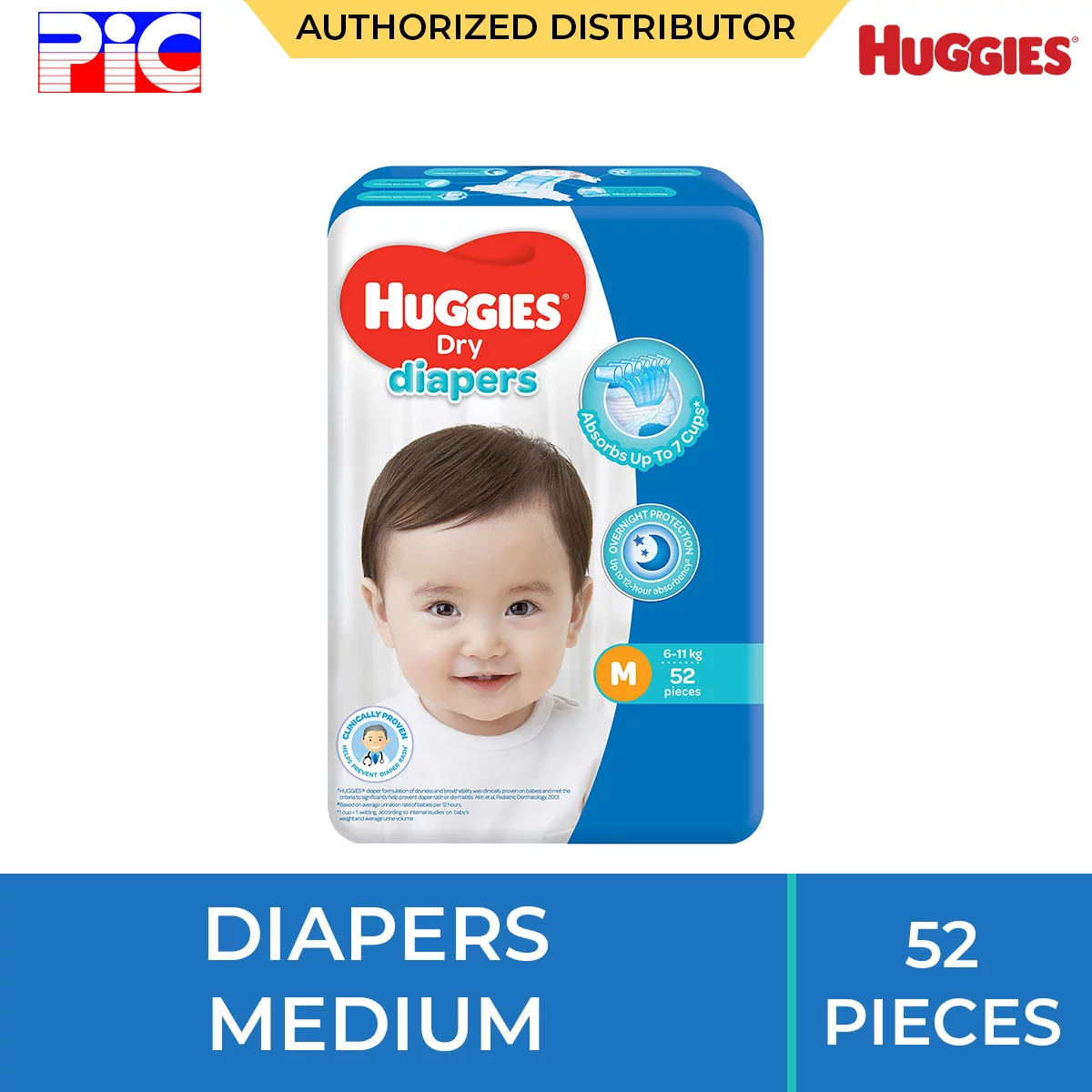 Huggies Dry Diapers - Medium 52pcs