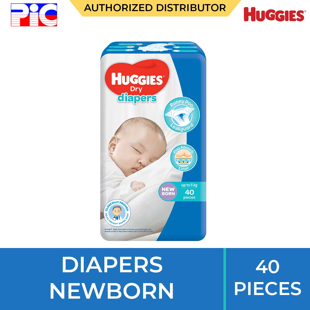 Huggies Dry Diapers - Newborn 40pcs